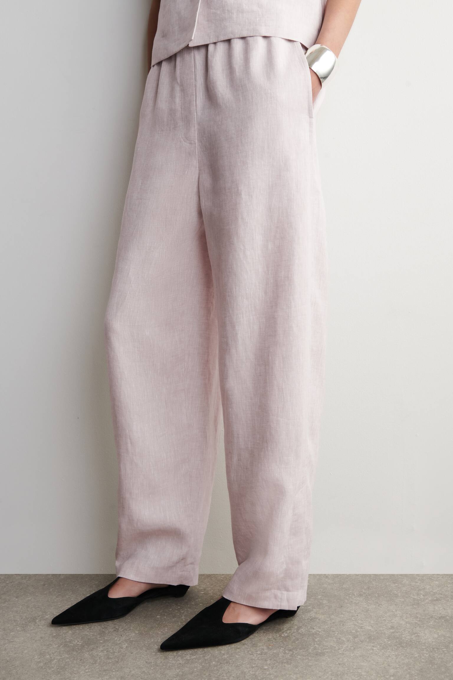 LINNEBYXOR MED BARREL LEGS OCH RESÅRLINNING - LJUSROSA/MARINBLÅ - 6