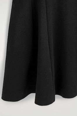 SCULPTED FLARED COTTON MINI DRESS — BLACK 6