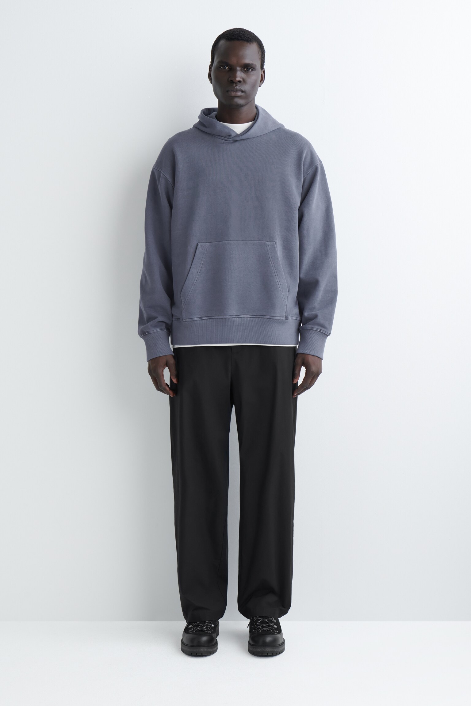WASHED COTTON-JERSEY HOODIE - BLUE/BLUE/MOLE - 3