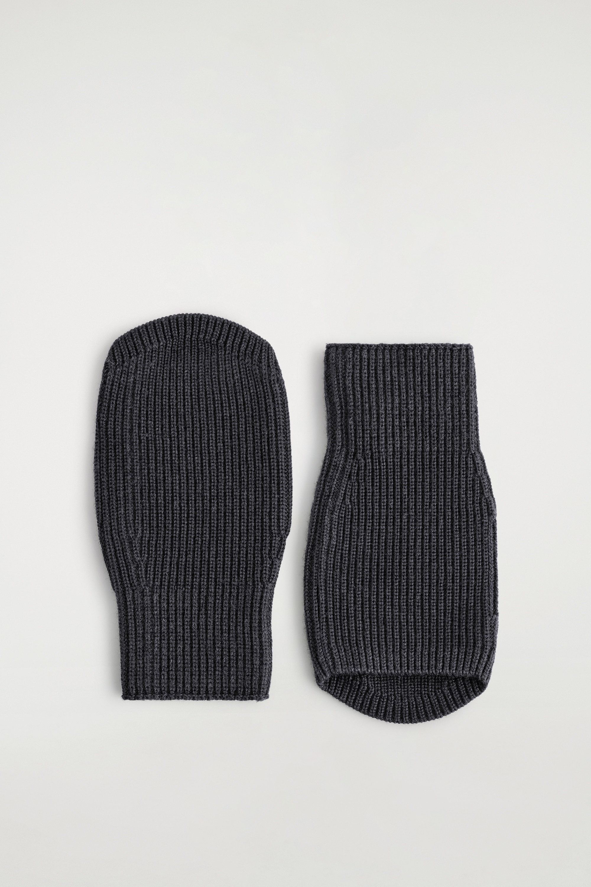 GEBREIDE WOLLEN VINGERLOZE HANDSCHOENEN - CHARCOAL/DONKER KHAKI