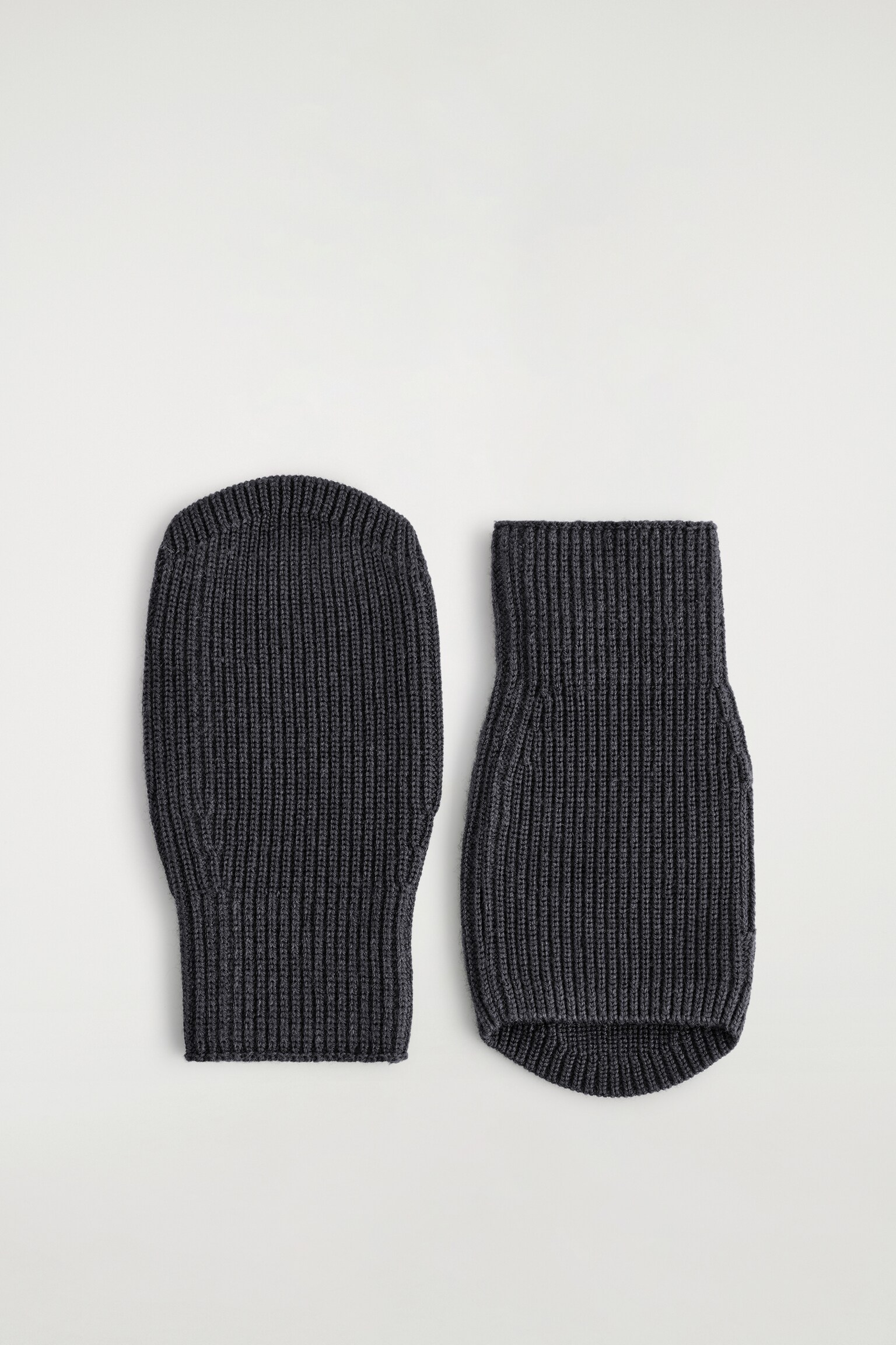GERIPPTE FINGERLOSE HANDSCHUHE AUS WOLLE - CHARCOAL/DUNKLES KHAKI - 2