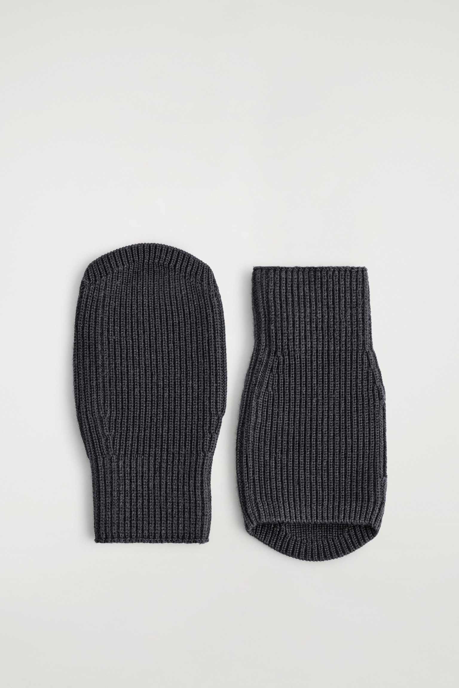 RIBBED WOOL FINGERLESS GLOVES - CHARCOAL/DARK KHAKI - 2