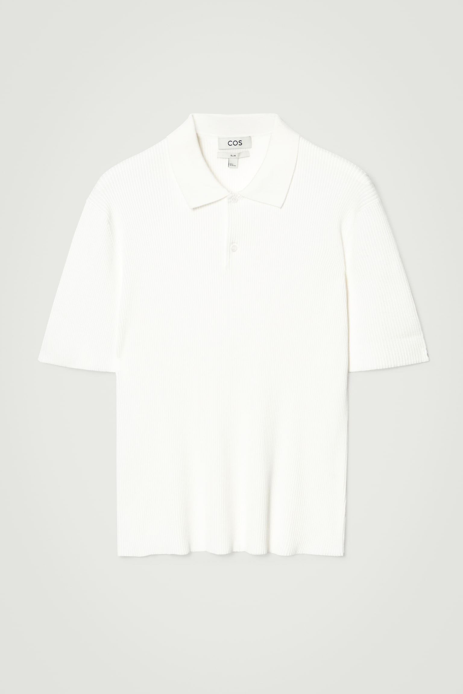 SLIM RIBBED-KNIT POLO SHIRT - OFF-WHITE