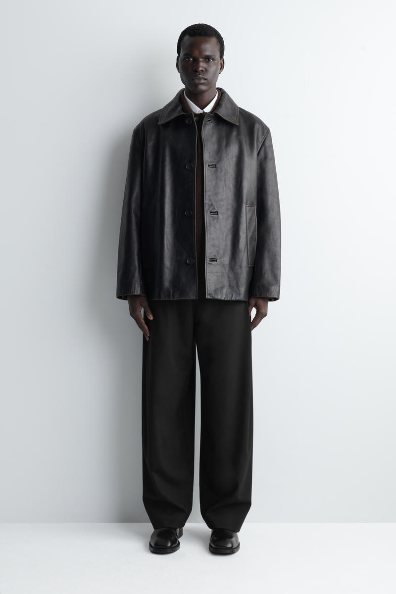 Cos Pleated Wool Wide-leg Trousers In Black