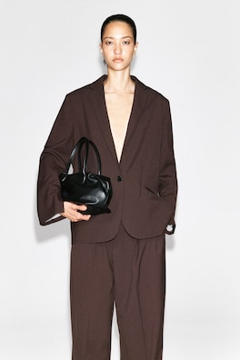TWILL SINGLE-BREASTED BLAZER — DARK BROWN 3