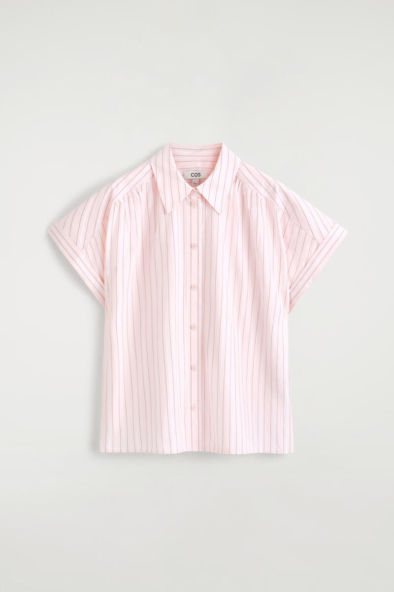 Striped Short-Sleeved Cotton Shirt