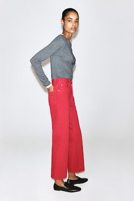VALLEY CROPPED BOOTCUT JEANS — RED 4