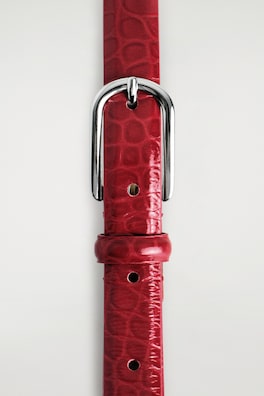 CROC-EFFECT LEATHER BELT — RED / CROC-EFFECT 2
