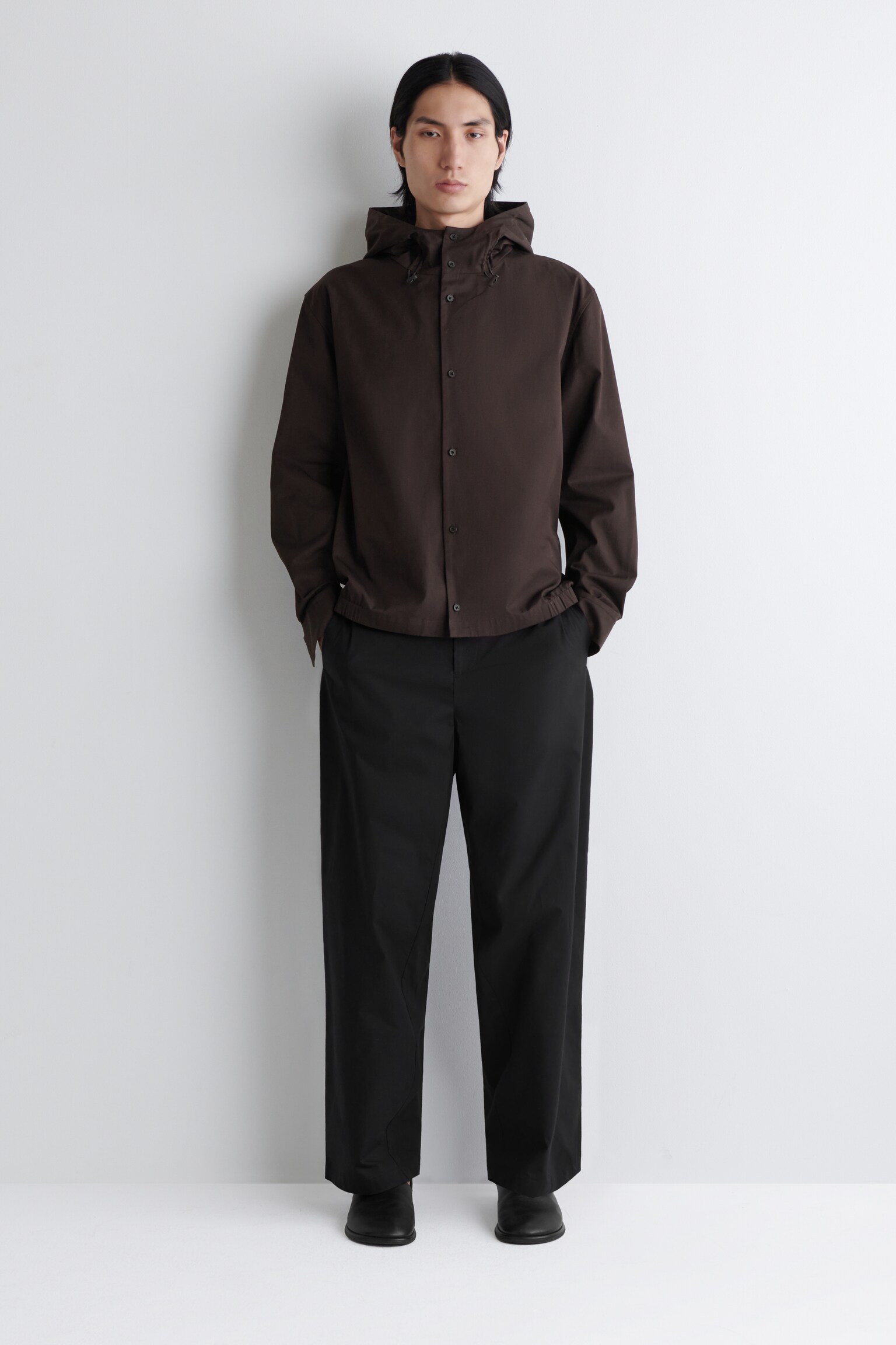CHEMISE À CAPUCHE EN COTON - BRUN FONCÉ - 4