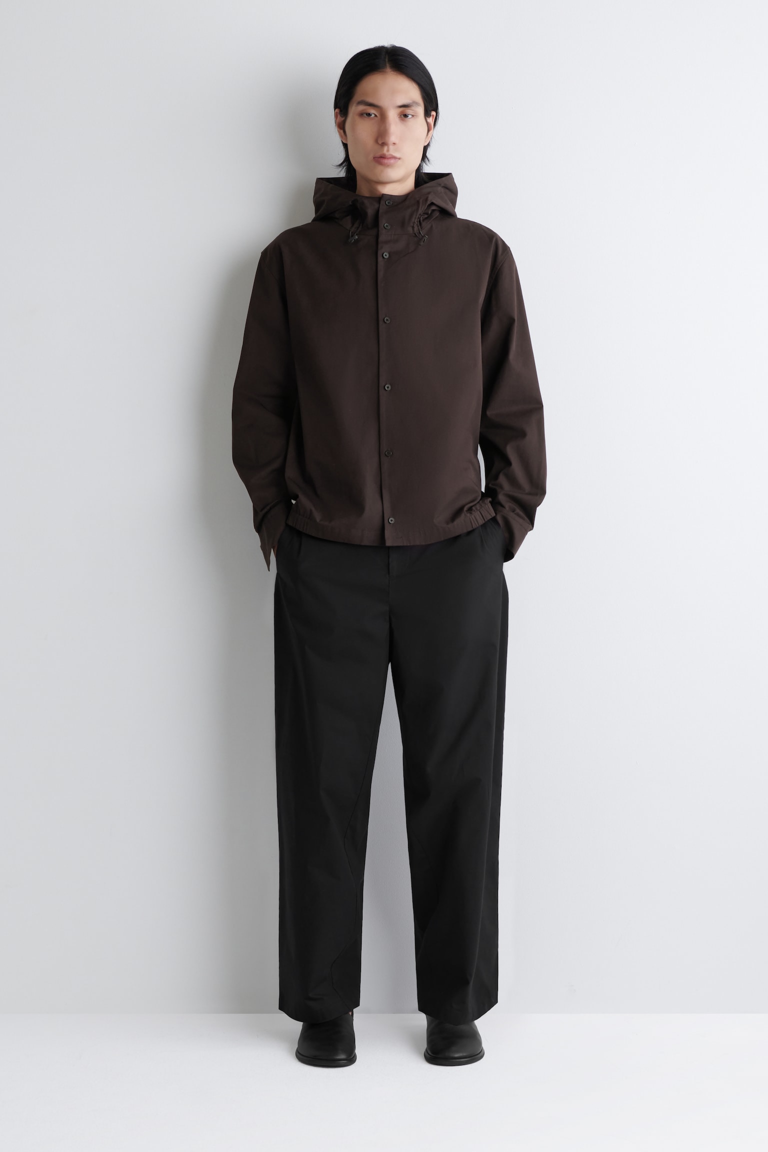 CHEMISE À CAPUCHE EN COTON - BRUN FONCÉ - 5