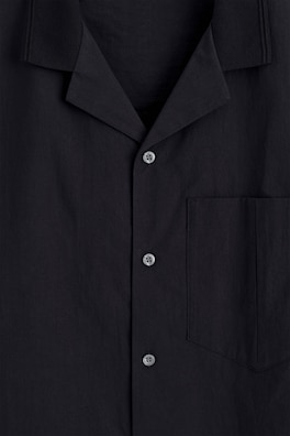 CAMP-COLLAR COTTON SHIRT — BLACK 6