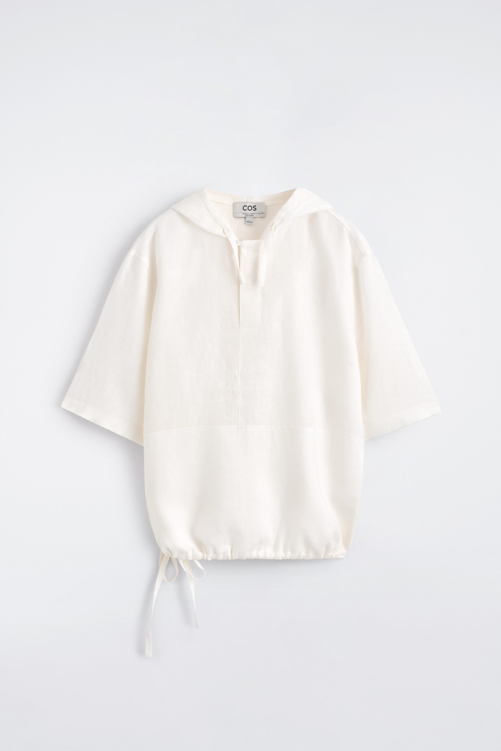 DRAWSTRING HOODED LINEN POPOVER SHIRT - WHITE | COS US