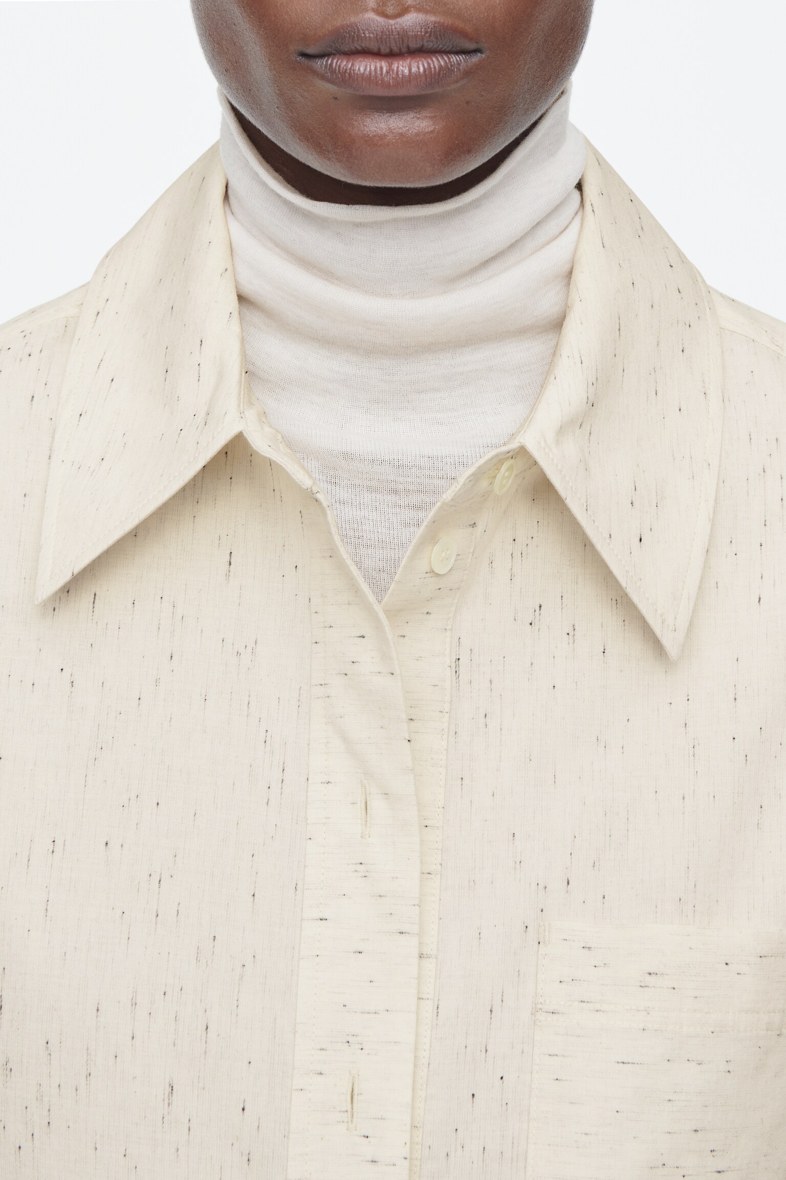 CHEMISE REGULAR EN COTON MOUCHETÉ - CRÈME - 6