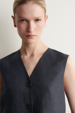 LINEN WAISTCOAT — NAVY 4