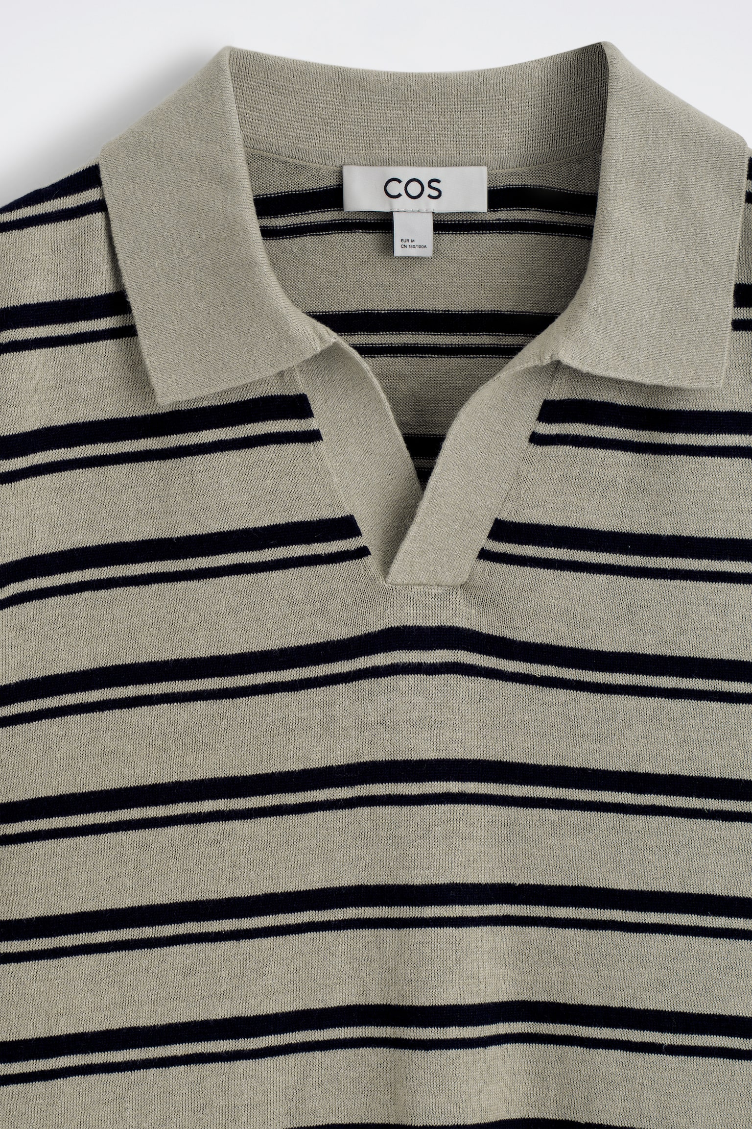 חולצת פולו פשתן סרוגה-BEIGE / BROWN / STRIPED - 4