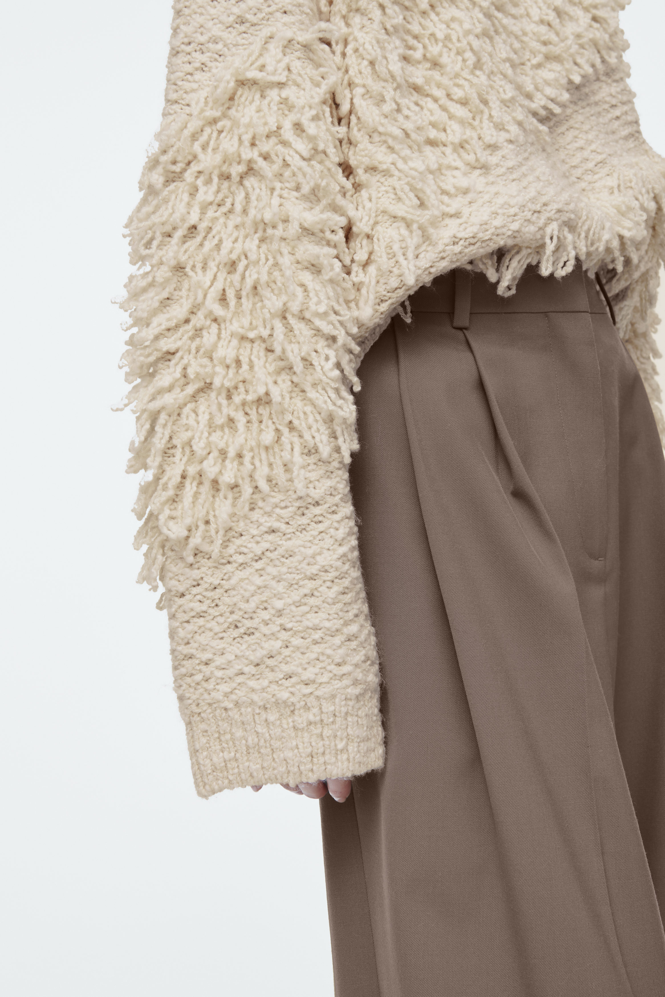 TEXTURED LOOP-KNIT WOOL SWEATER - ECRU | COS