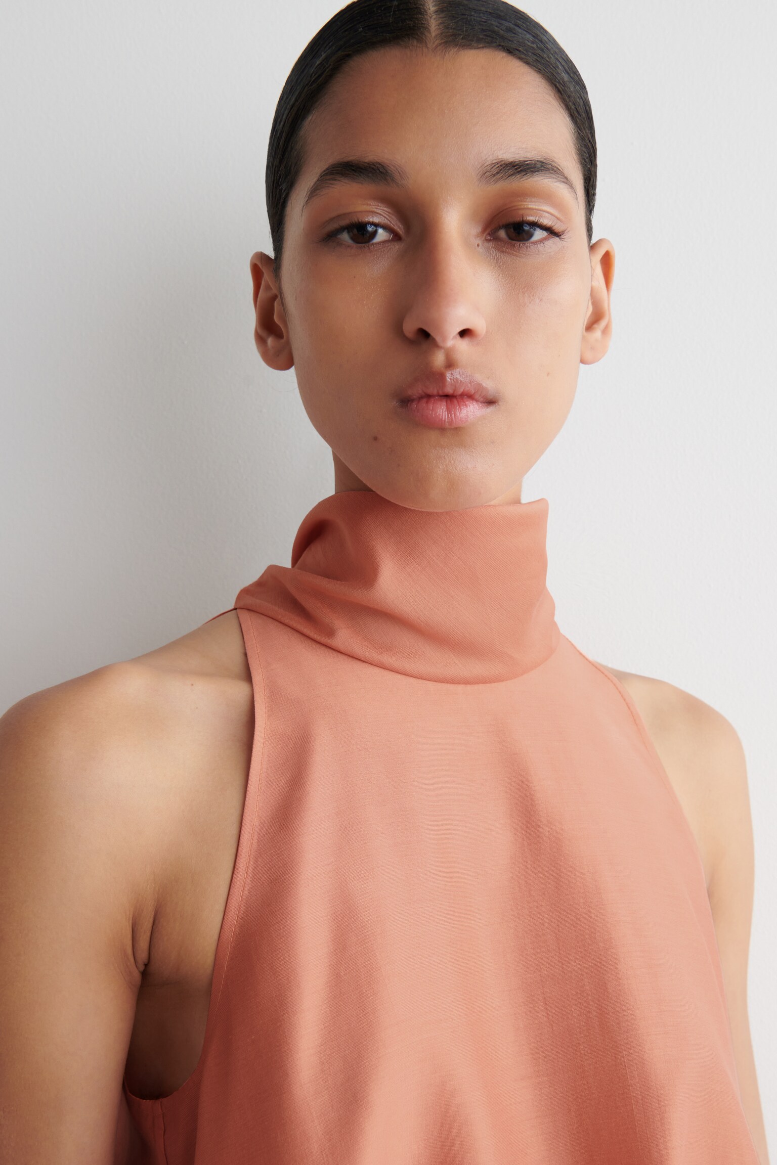 HAUT FLUIDE À ENCOLURE LICOU - ORANGE/BEIGE - 4