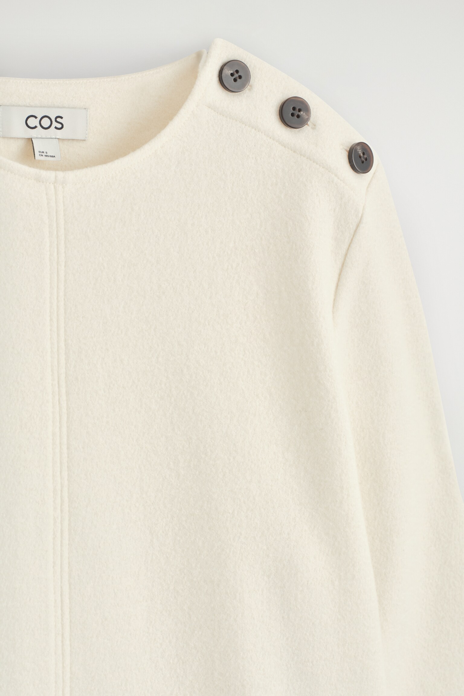 SUDADERA DE LANA HERVIDA CON DETALLE DE BOTONES - BLANCO/GRIS OSCURO JASPEADO - 4