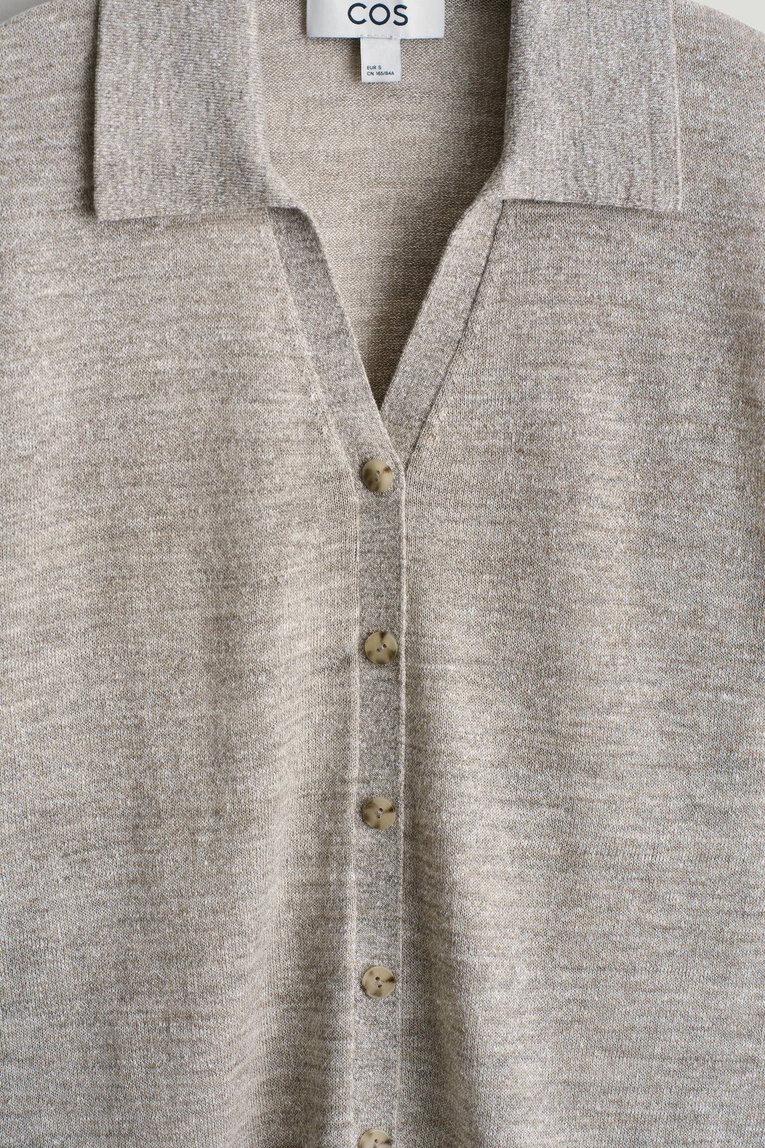 CHEMISE EN MAILLE DE LIN ET MÉRINOS - GRÈGE CHINÉ/NOIR - 3