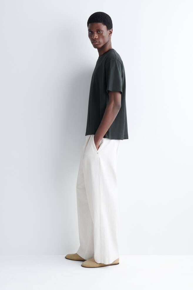 RELAXED LIGHTWEIGHT COTTON T-SHIRT - NAVY/GREY MÉLANGE/BLACK/WHITE/LIGHT GREEN/YELLOW / WHITE / STRIPED - 1