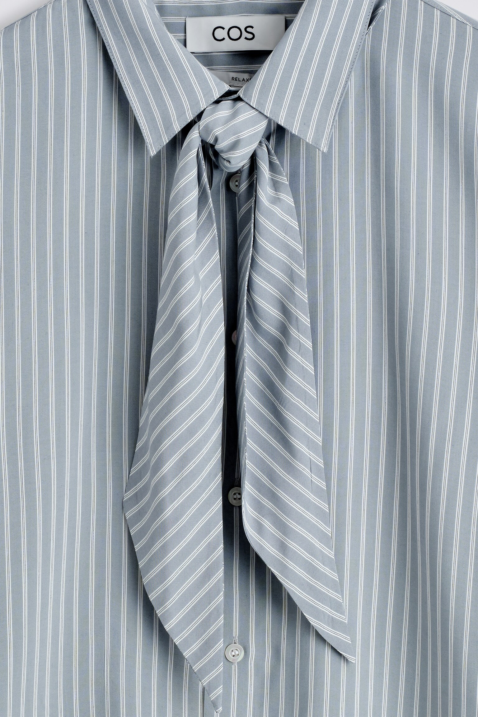 TIE-DETAIL STRIPED SHIRT - BLUE / STRIPED - 5