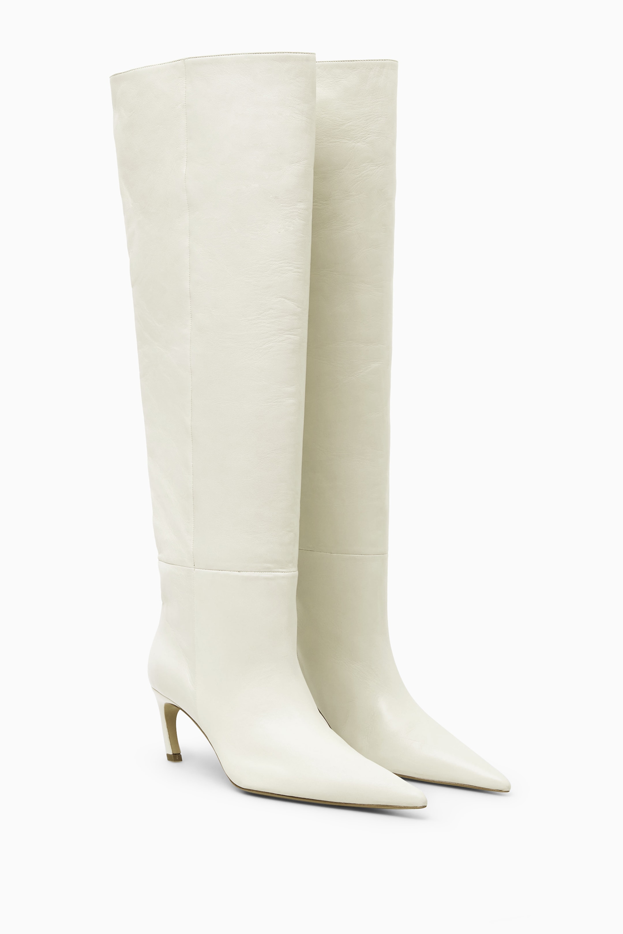Näytä suurempi kuva: POINTED-TOE LEATHER KNEE-HIGH BOOTS - WHITE - NAISET | H&M FI 2