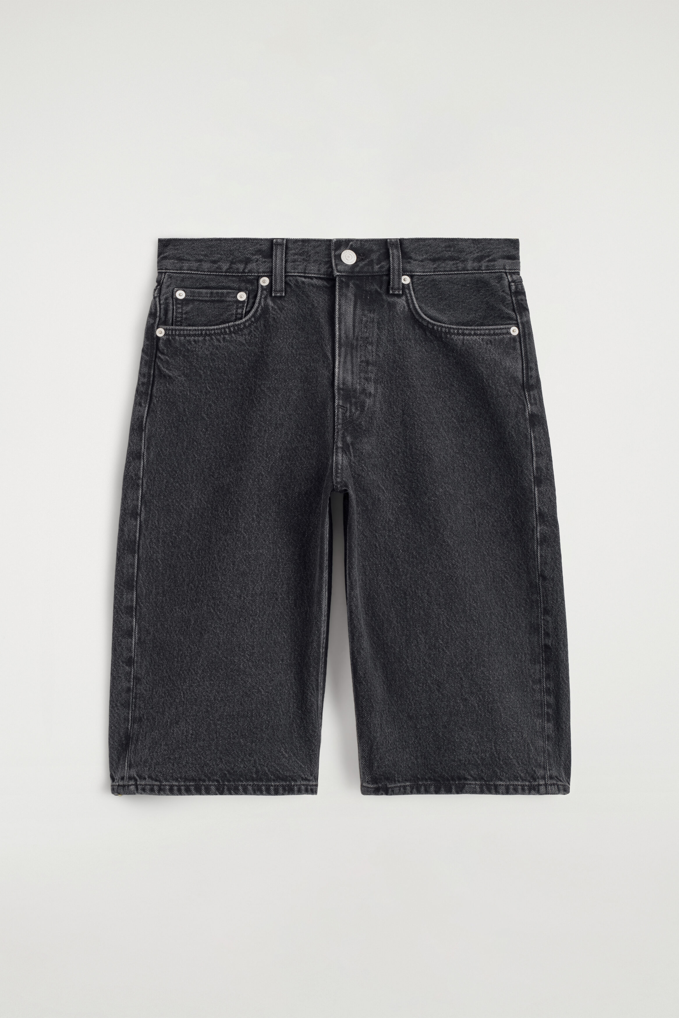 CHORD STRAIGHT-LEG DENIM SHORTS - BLACK | COS US