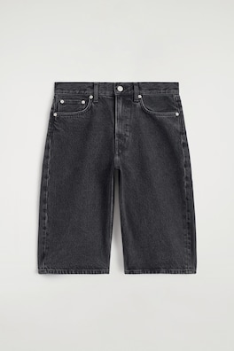 CHORD STRAIGHT-LEG DENIM SHORTS — BLACK 7