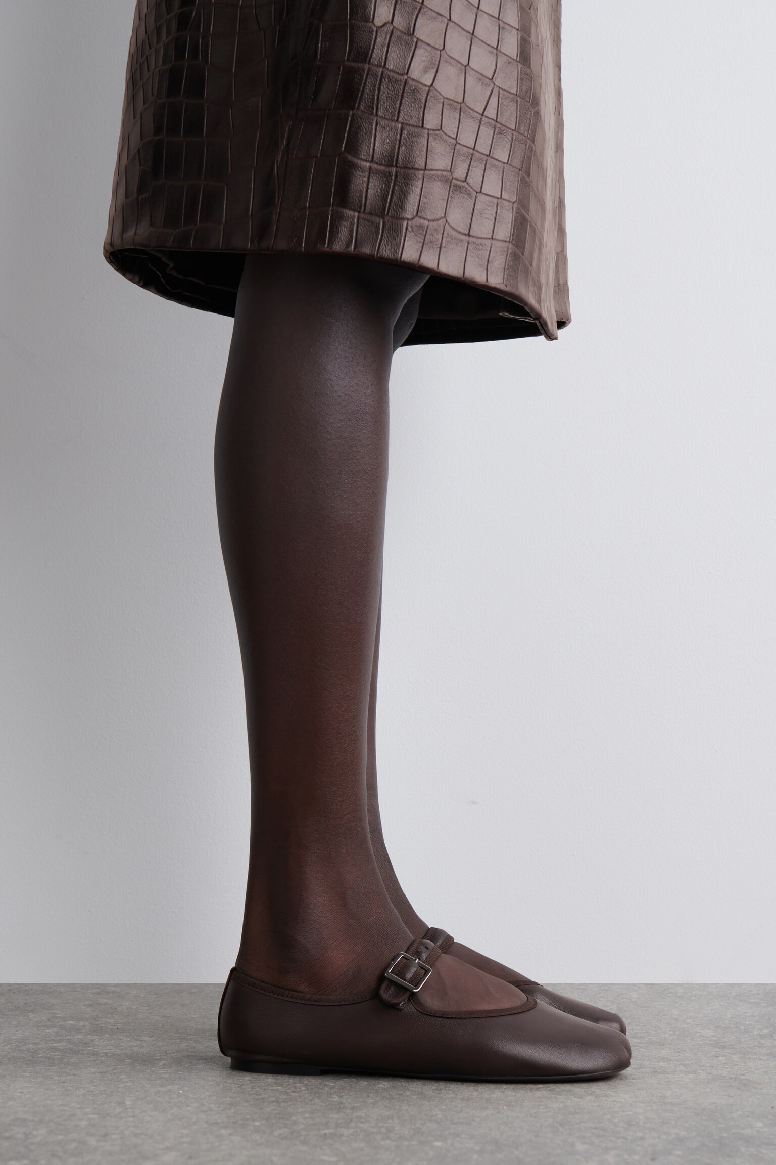 BALLERINES À BOUCLE CARRÉE - BRUN - 6