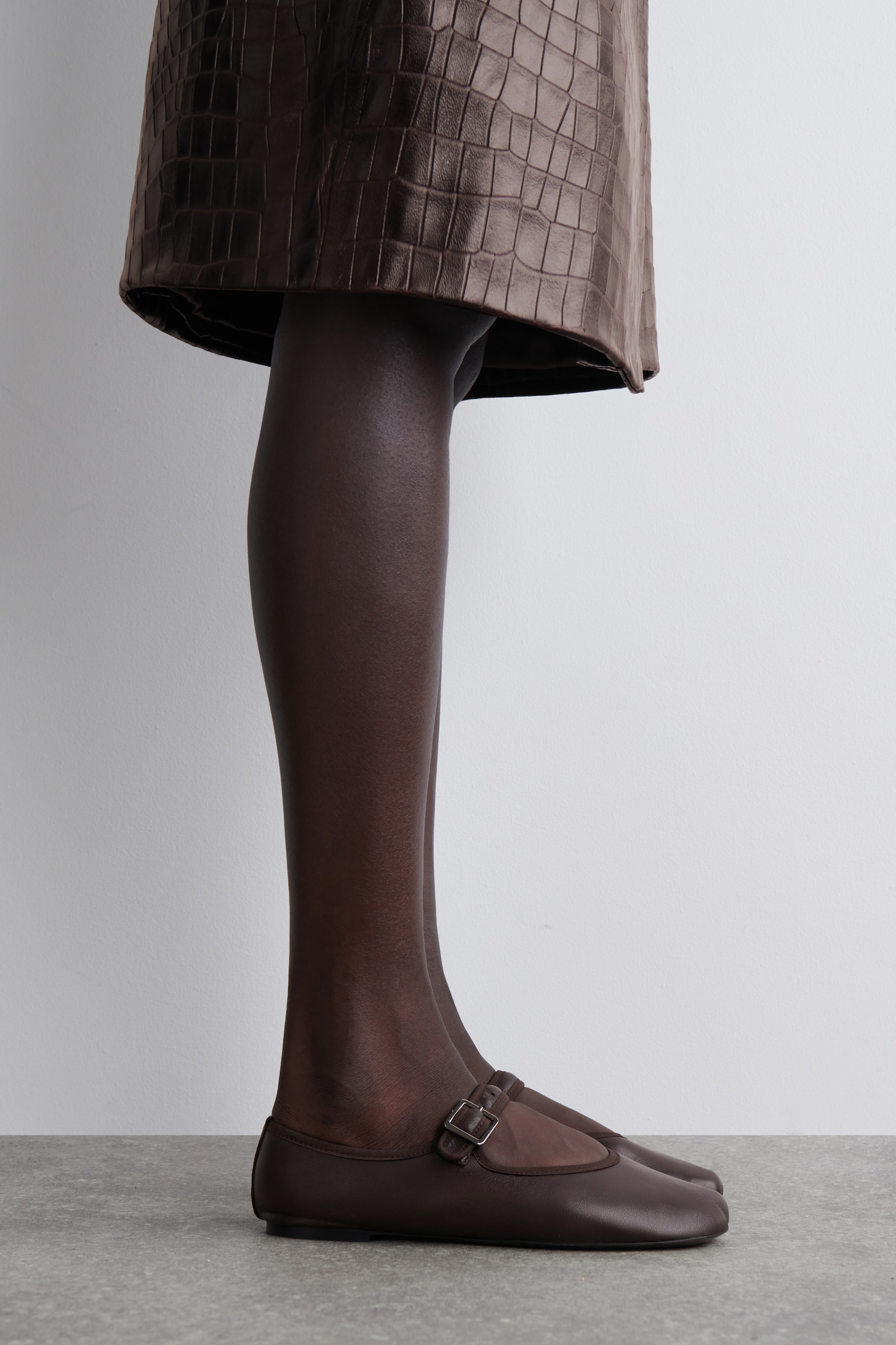 BALLERINE CON PUNTA QUADRATA E FIBBIA - MARRONE - 6