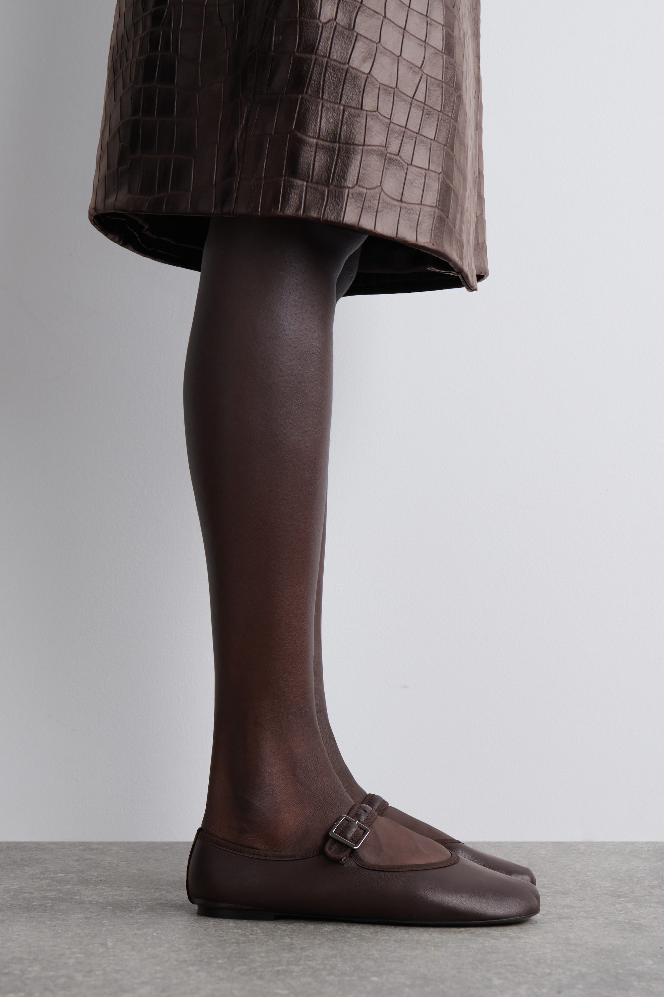 SQUARE-TOE BUCKLED BALLET FLATS