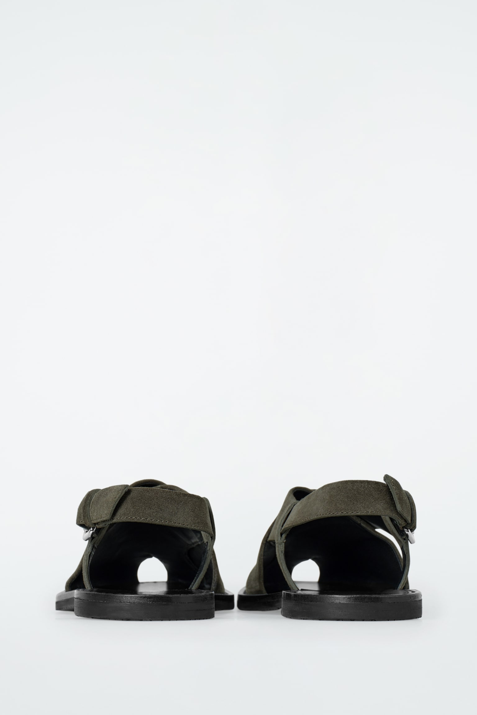 SANDALES SLINGBACK À BRIDES CROISÉES EN CUIR - GRIS/NOIR - 5