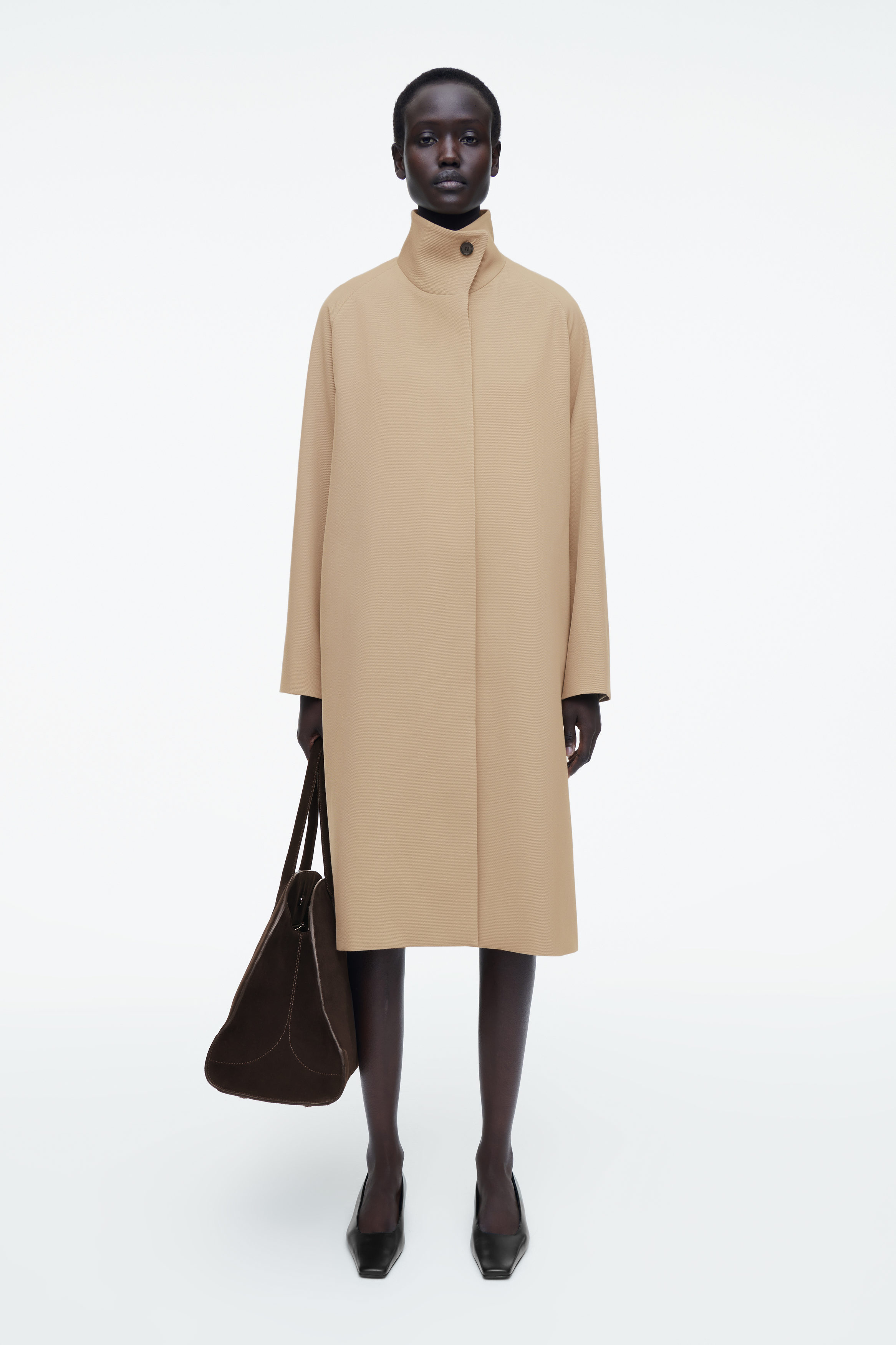 TRAPEZE WOOL-BLEND LONG COAT - BEIGE | COS US