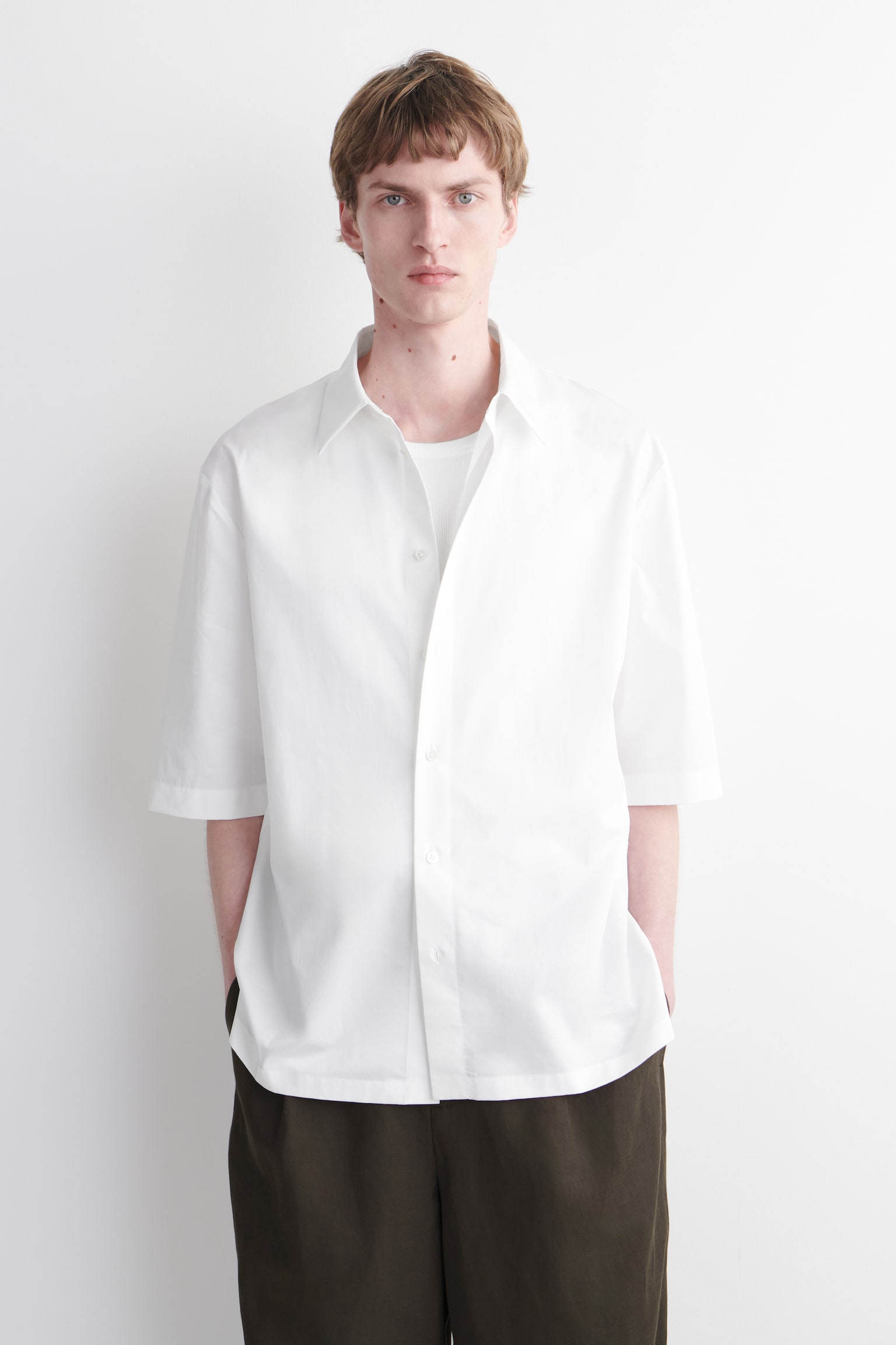 CAMISA DE MANGA CORTA DE ALGODÓN - BLANCO - 1