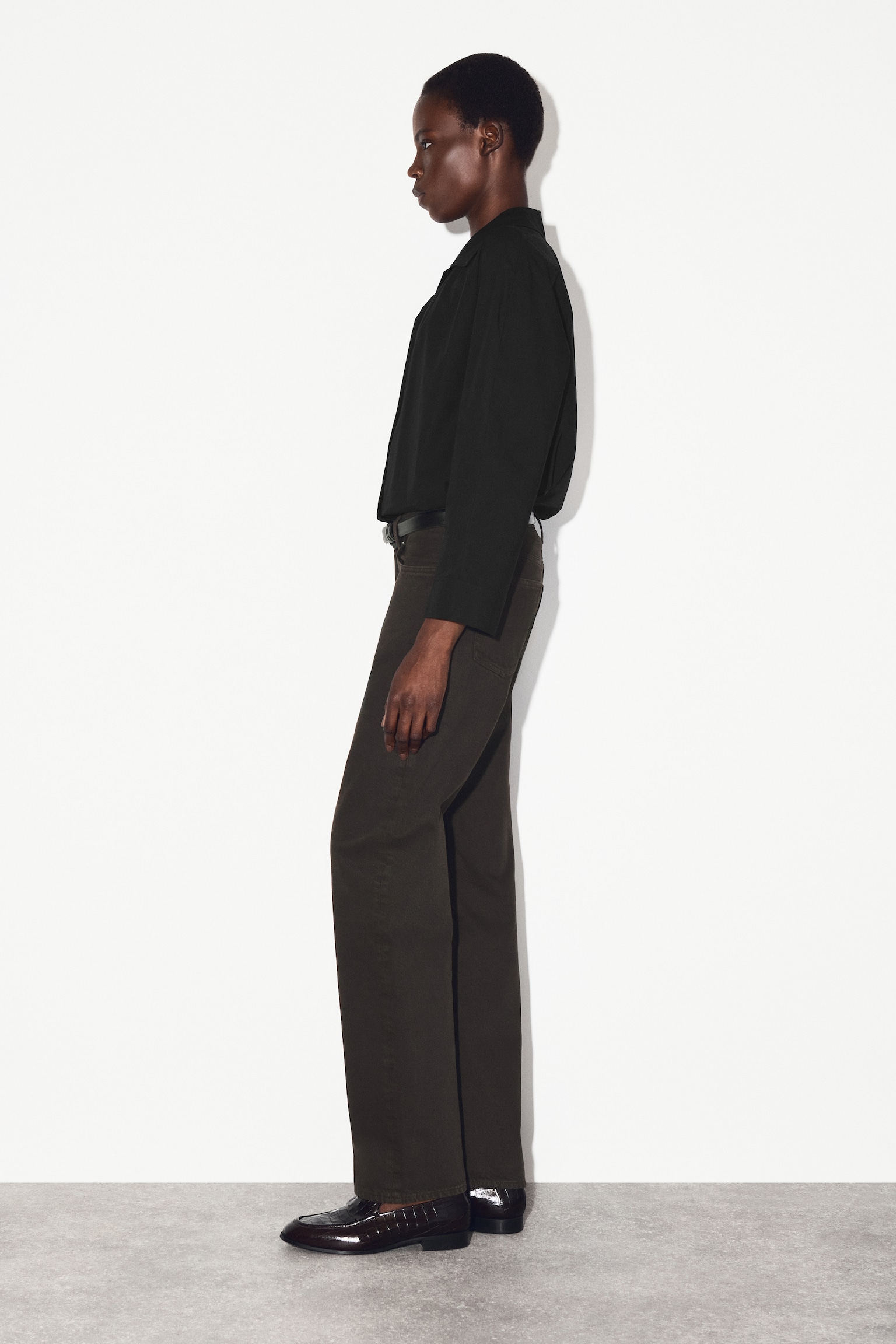 GATHERED PIMA COTTON SHIRT - NEGRO/BLANCO - 4
