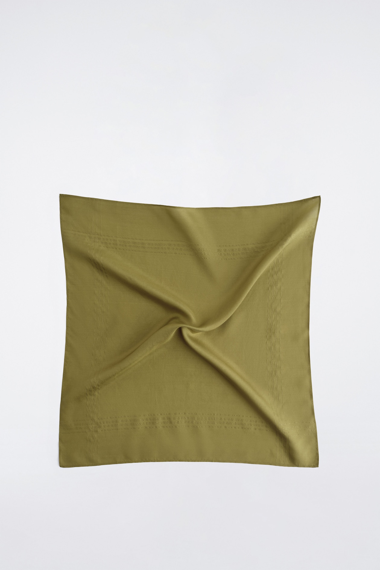 SILK HANDKERCHIEF SCARF — OLIVE GREEN