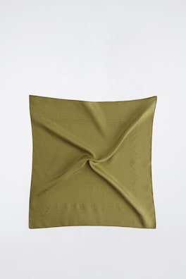SILK HANDKERCHIEF SCARF — OLIVE GREEN 3