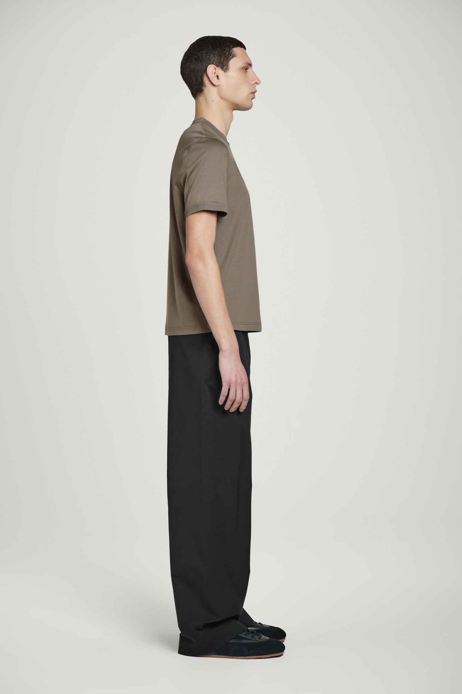 T-SHIRT REGULAR EN COTON MERCERISÉ - TAUPE FONCÉ - 3