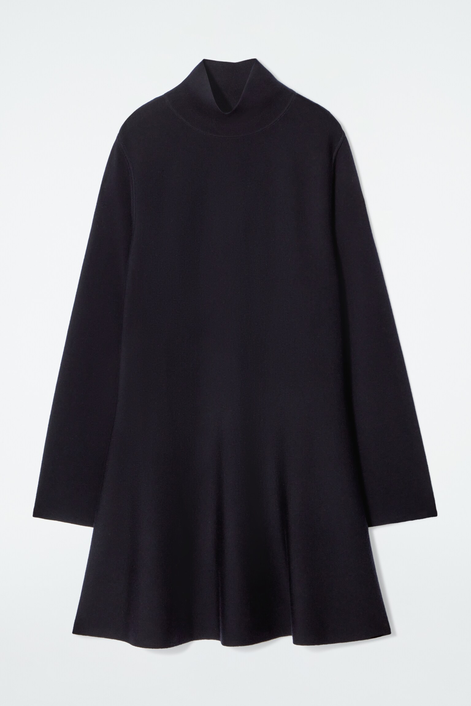 AUSGESTELLTES WOLLKLEID MIT HOHEM KRAGEN - NAVYBLAU - 2