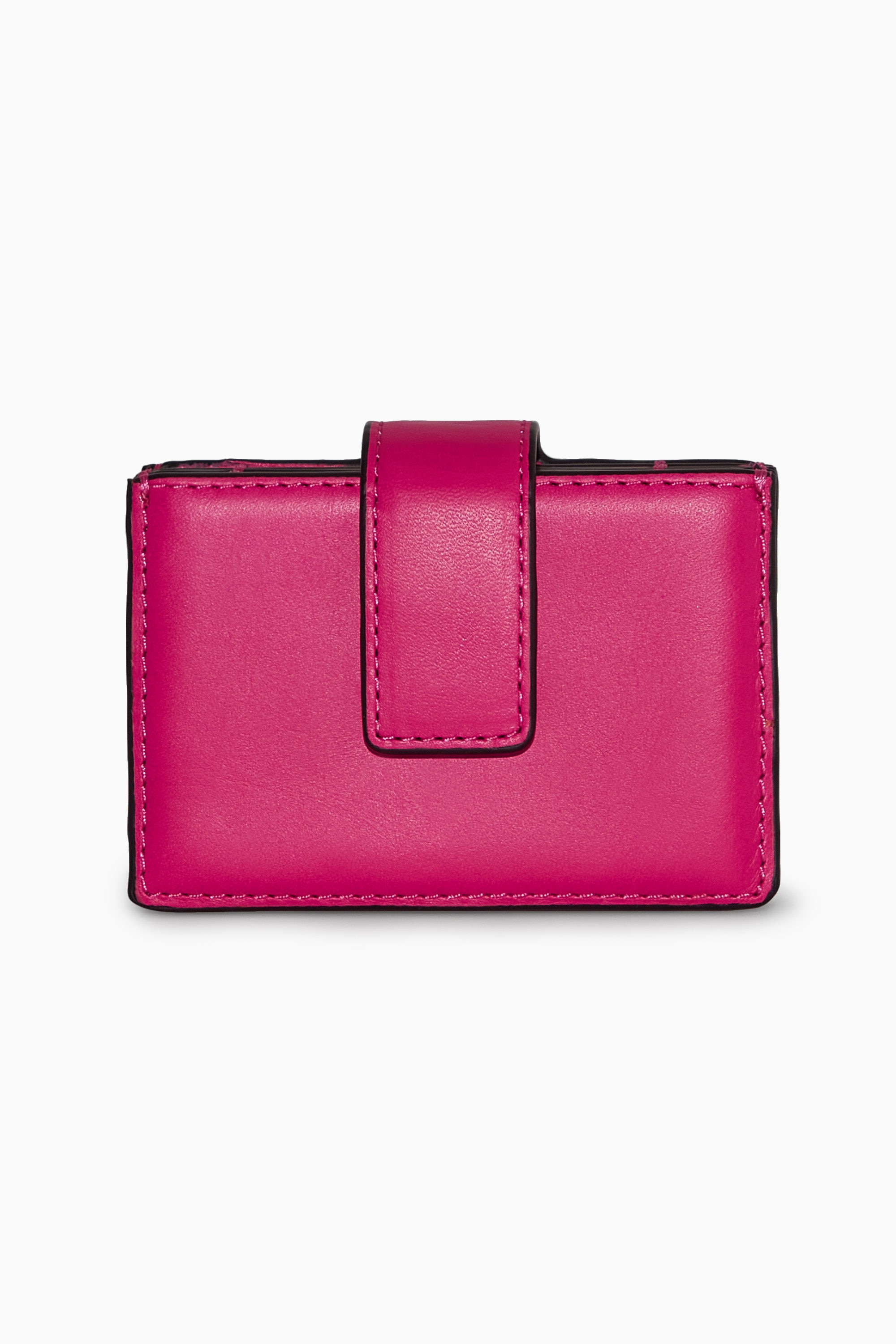 [チェーン着脱][鏡付]Pink Logo Point Leather Card Wallet Keychain Wallet - Pink Leather Envelope Card Case – Oventure