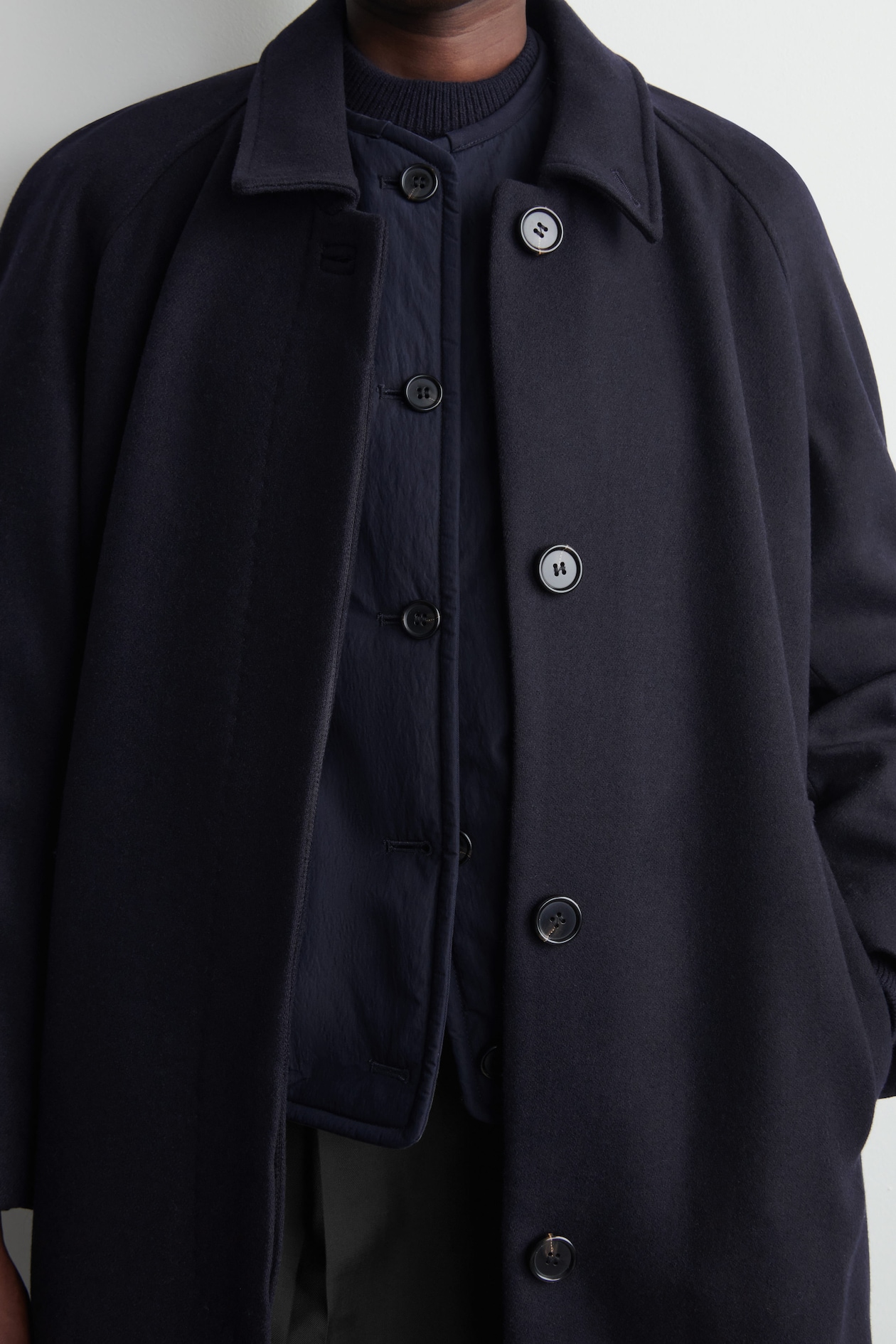 PADDED COTTON LINER JACKET — NAVY