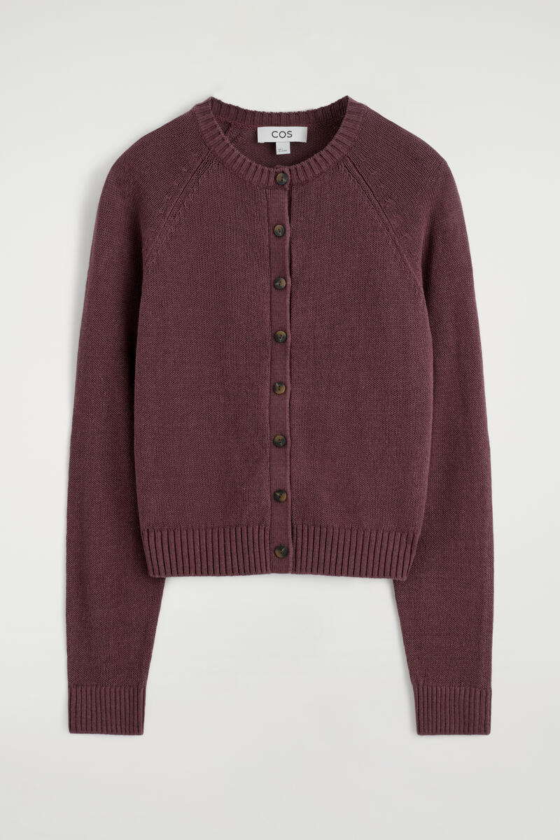 Knitted Linen Cardigan in Red