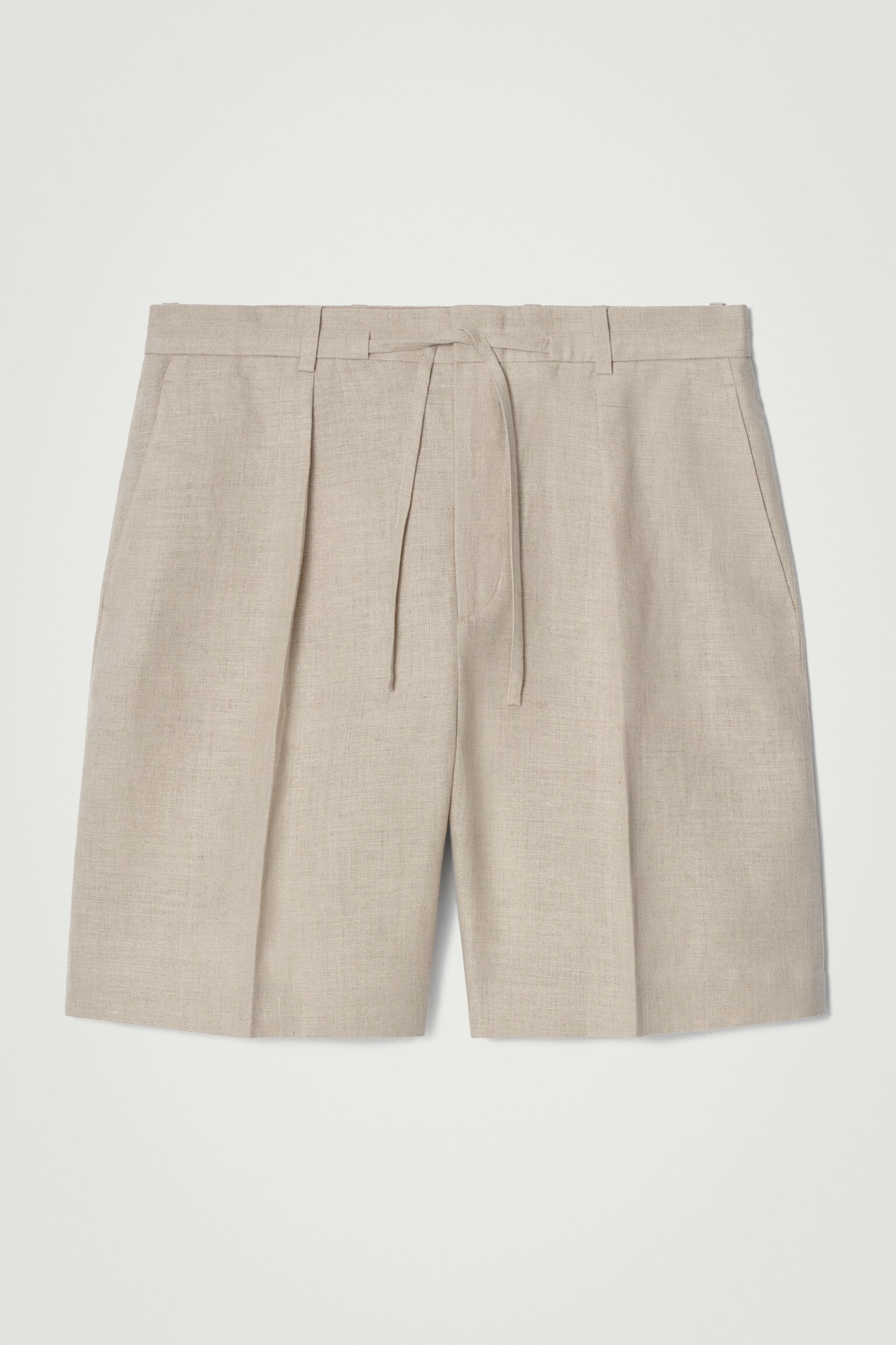 PANTALÓN CORTO DE LINO CON AJUSTE DE CORDÓN - BEIGE/SIN TEÑIR/AZUL MARINO/VERDE OSCURO - 1