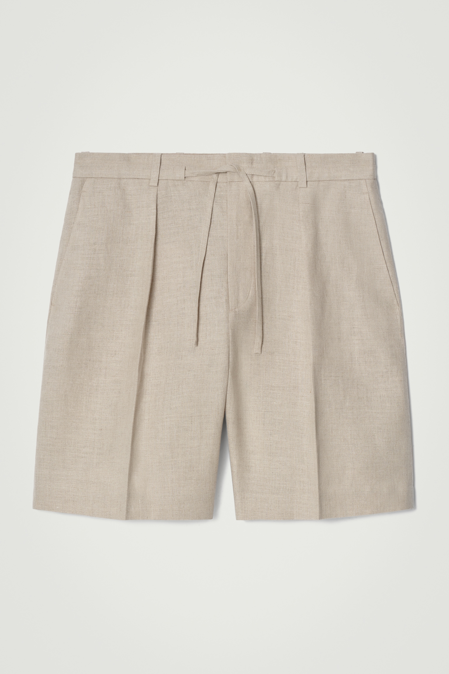 PANTALÓN CORTO DE LINO CON AJUSTE DE CORDÓN - BEIGE/SIN TEÑIR/AZUL MARINO/VERDE OSCURO - 1