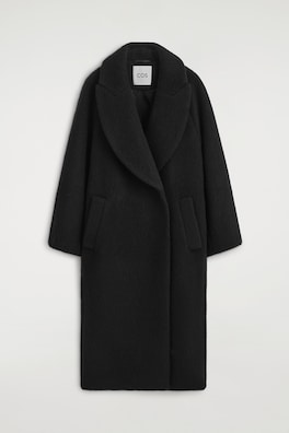 BRUSHED WOOL MAXI COAT — BLACK 10