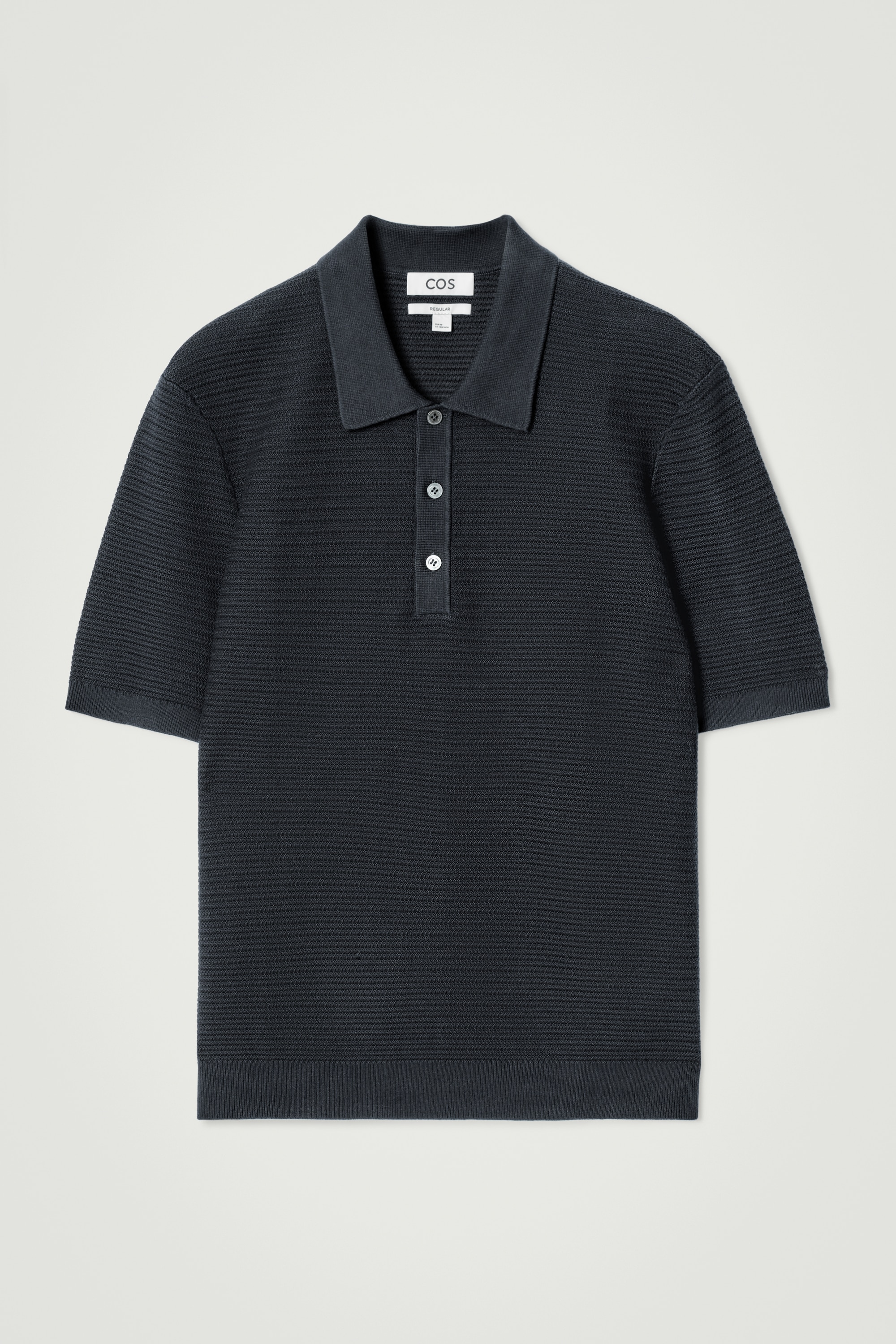 TEXTURED KNITTED COTTON POLO SHIRT - NAVY/BLACK/WHITE/MOLE/GREEN
