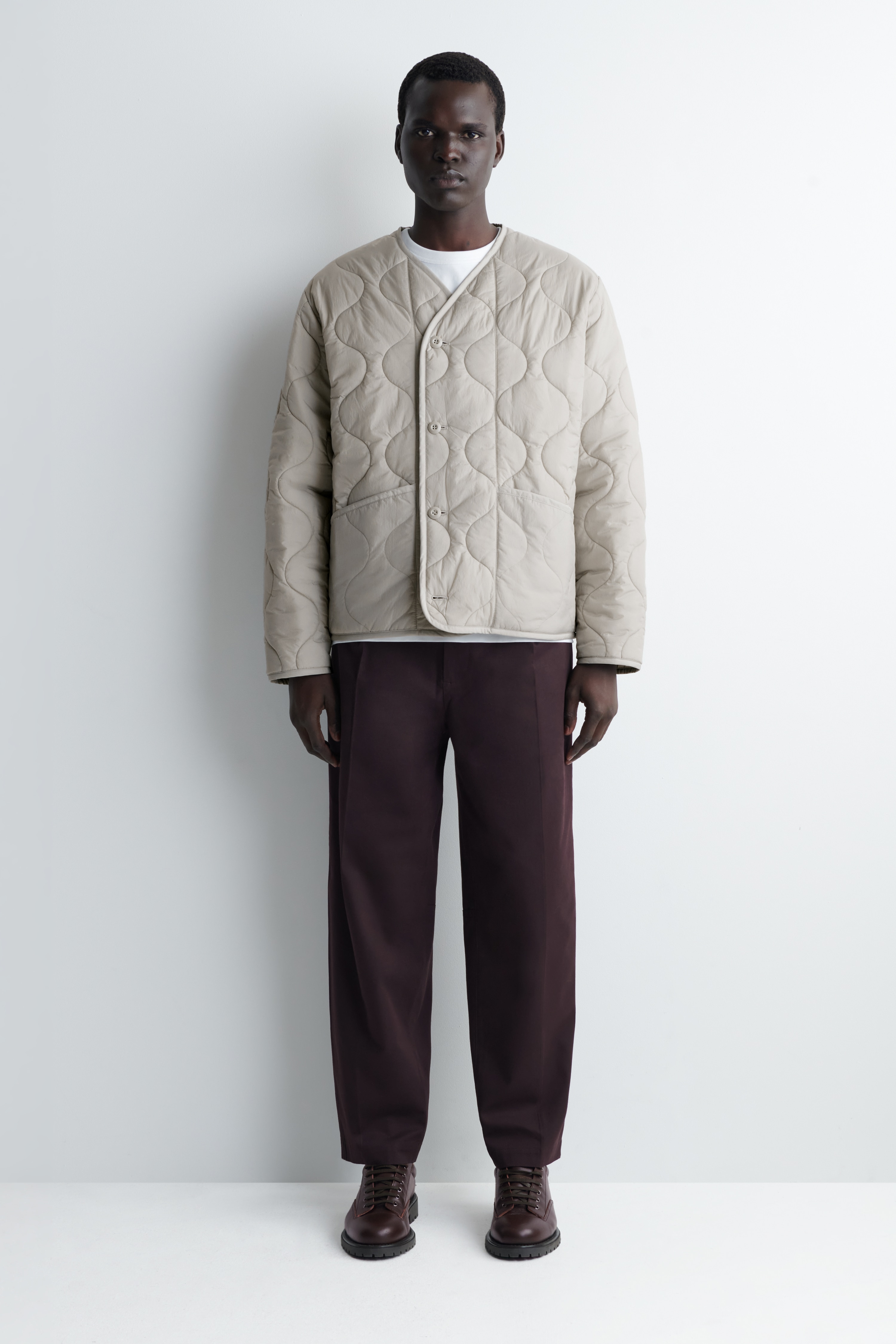 REVERSIBLE QUILTED JACKET - GRIGIO CHIARO/NERO