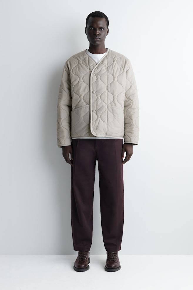 REVERSIBLE QUILTED JACKET - LIGHT GREY/BLACK - 1