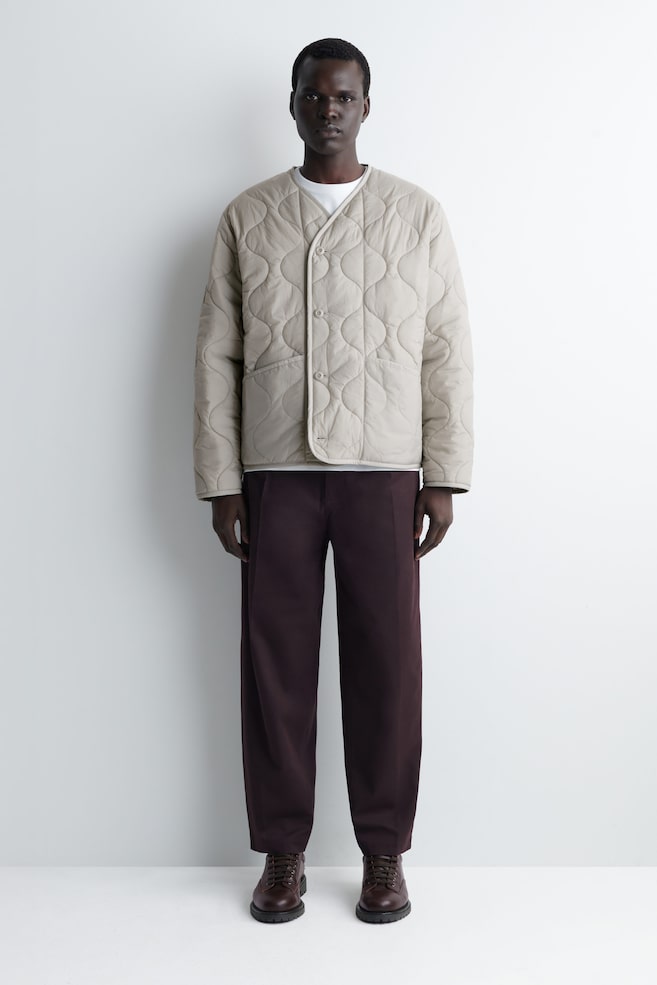REVERSIBLE QUILTED JACKET — LIGHT GREY