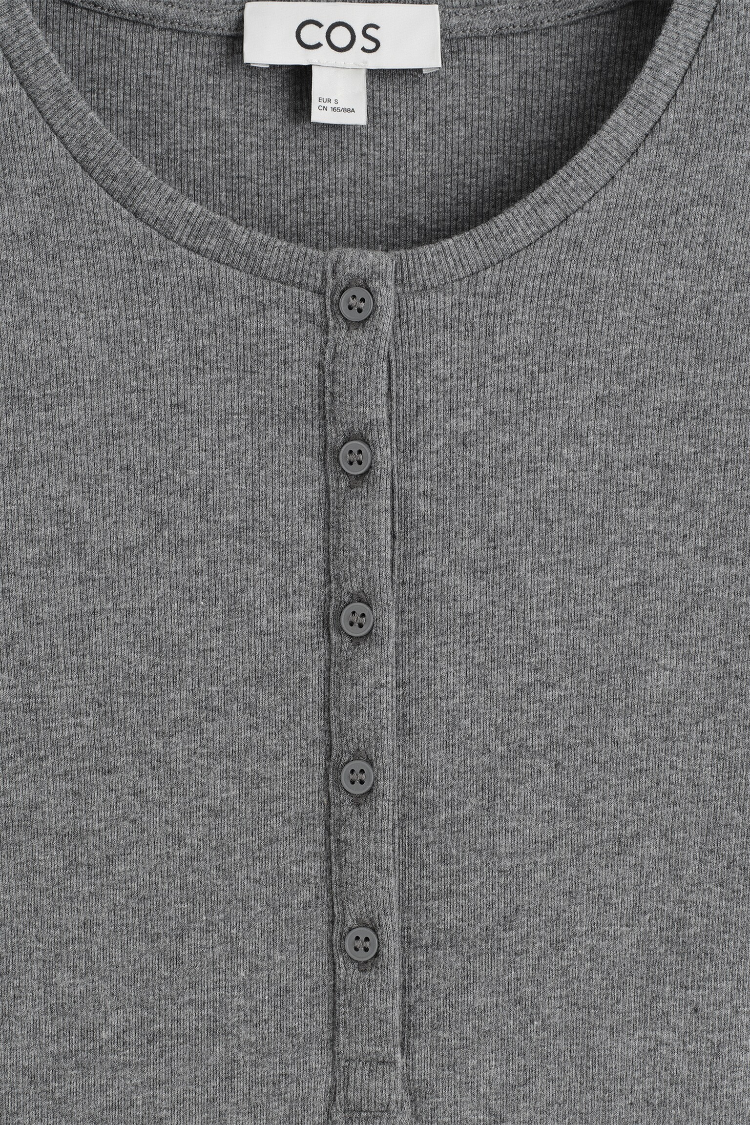 CAMISETA CON BOTONES DE MANGA LARGA - GRIS JASPEADO/NEGRO/BEIGE JASPEADO - 3